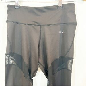 Lillium Active Black Leggings with Mesh Cutout Panels and Wide Waistband Gym